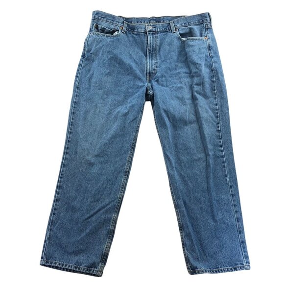 Levis Mens 550 Jeans 42x30 Relaxed Fit Straight Leg Blue Denim Classic Casual - Picture 1 of 14